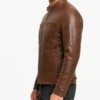 Cafe Racer Tone Brown Leather Jacket For Mens
