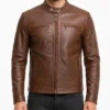 Cafe Racer Tone Brown Leather Jacket Mens