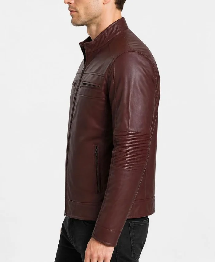 Chocolate Brown Leather Jacket Cafe Racer