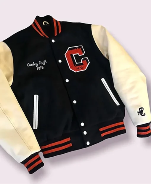 Cooley High Black And OFF-White Letterman Varsity Jacket