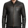 Dark Brown Cafe Racer Leather Jacket