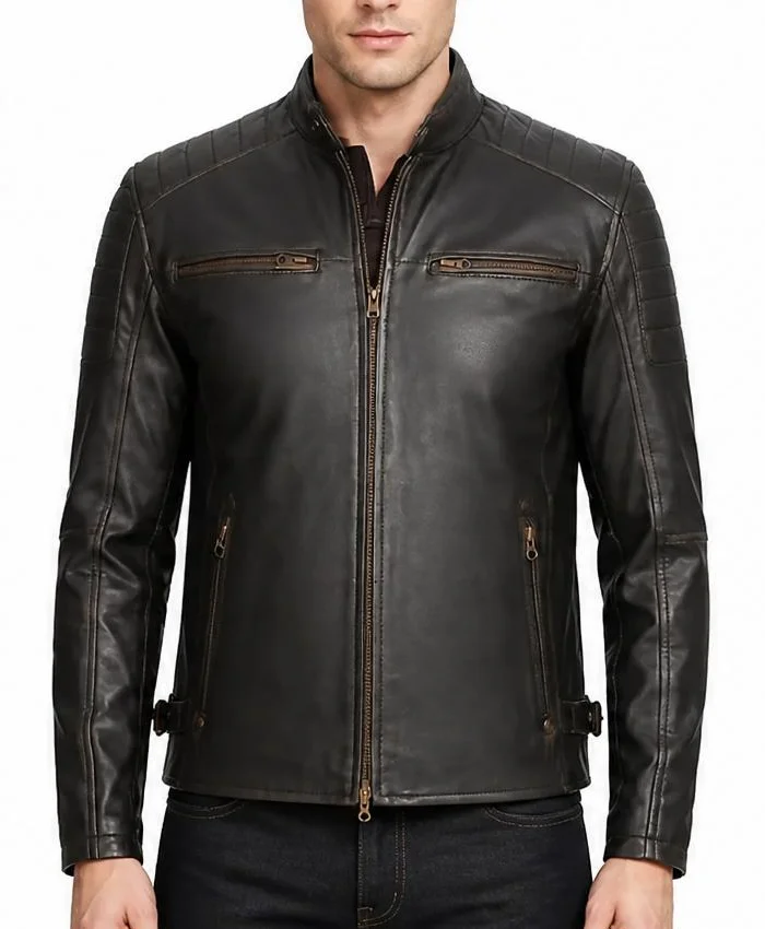 Dark Brown Cafe Racer Leather Jacket