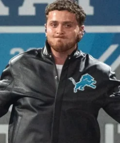 Detroit-Lions-Bazzi-Black-Leather-Jacket