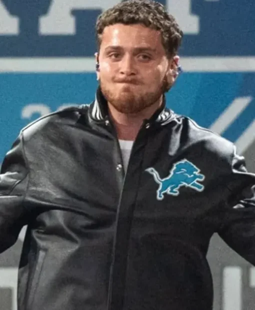 Detroit-Lions-Bazzi-Black-Leather-Jacket
