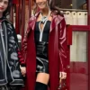 Emily in Paris Ashley Park Latex Maroon Coat