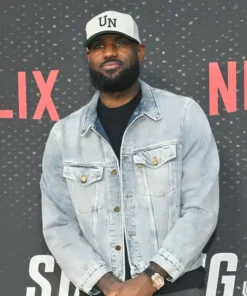 Get Now Starting 5 LeBron James Blue Denim Trucker Jacket For Sale