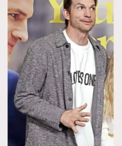 Get Now Your Place or Mine 2023 Ashton Kutcher Grey Jacket For Sale