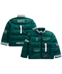 Jalen Hurts Philadelphia Eagles Off Season Player Green Puffer Jacket