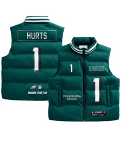 Jalen Hurts Philadelphia Eagles Off Season Player Green Puffer Vest