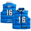 Jared Goff Detroit Lions Off Season Player Blue Puffer Vest