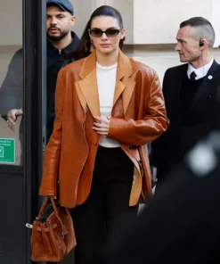 Kendall Jenner Brown Leather Blazer