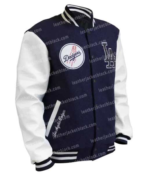 Los Angeles Dodgers Navy Blue And White Letterman Varsity Jacket
