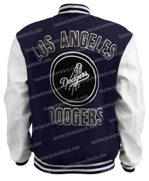 Los Angeles Dodgers Navy Blue And White Letterman Varsity Jacket For Men And Women