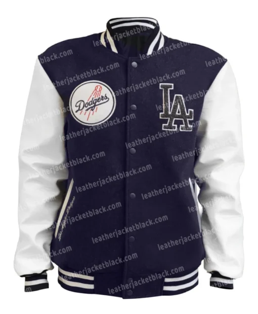 Los Angeles Dodgers Navy Blue And White Varsity Jacket