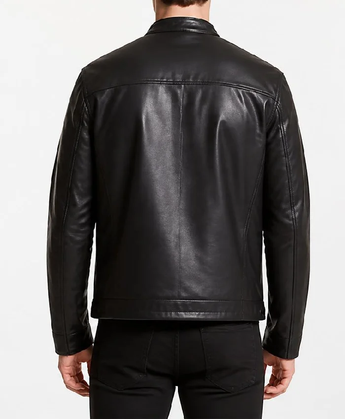 Men Motorcycle Black Leather Jacket