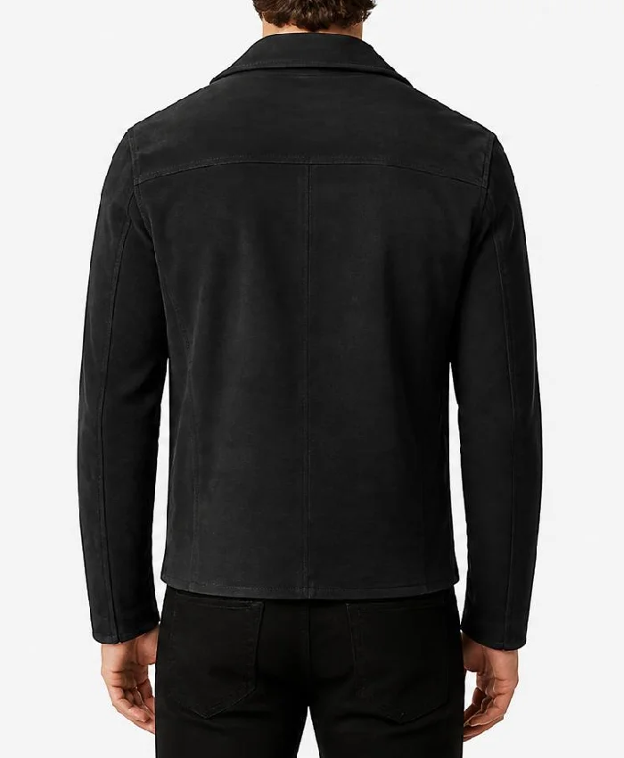 Men Suede Motorcycle Biker Black Leather Jacket