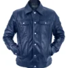 Mens Blue Leather Jacket