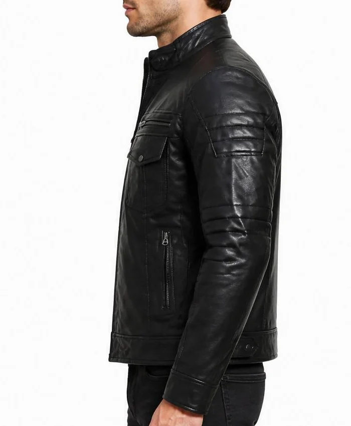 Mens Cafe Racer Black Stylish Leather Jacket