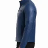 Mens Cafe Racer Blue Leather Jacket