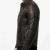 Mens Cafe Racer Brown Distressed Leather Jacket