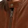 Mens Cafe Racer Brown Quilted Cognac Leather Jacket