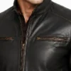 Mens Cafe Racer Dark Brown Leather Jacket