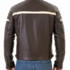 Mens Cafe Racer Padded Shoulder Brown Leather Jacket