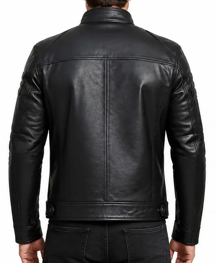 Mens Cafe Racer Stylish Leather Black Jacket