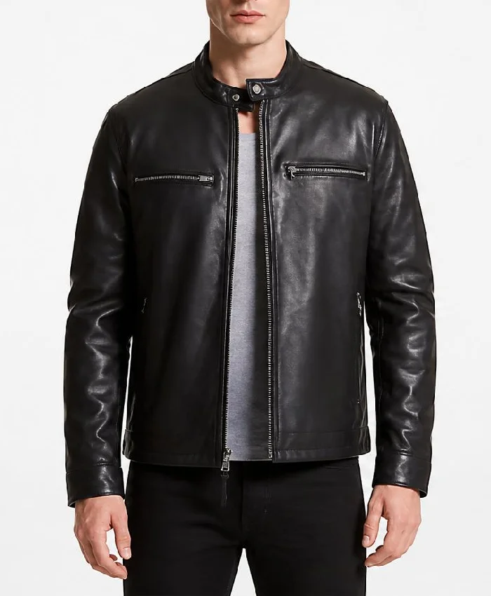 Mens Motorcycle Black Leather Jacket