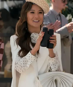 Mindy Chen TV Series Emily In Paris S04 Ashley Park White Cape Coat