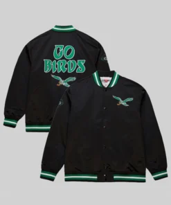Mitchell And Ness Philadelphia Eagles Black Varsity Jacket