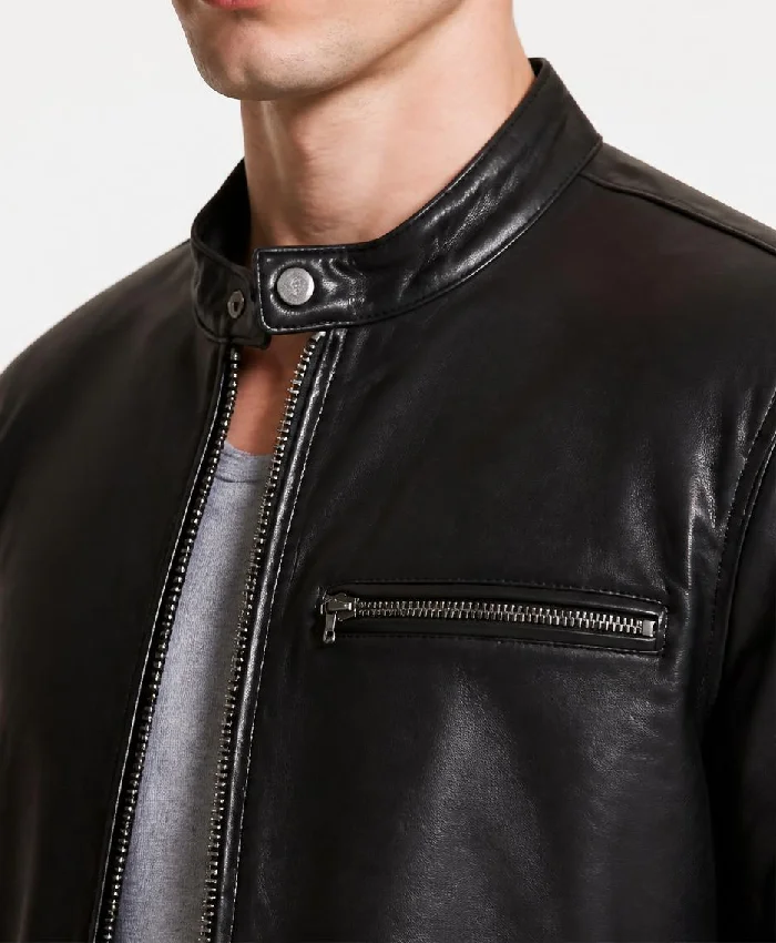Motorcycle Black Leather Jacket For Men