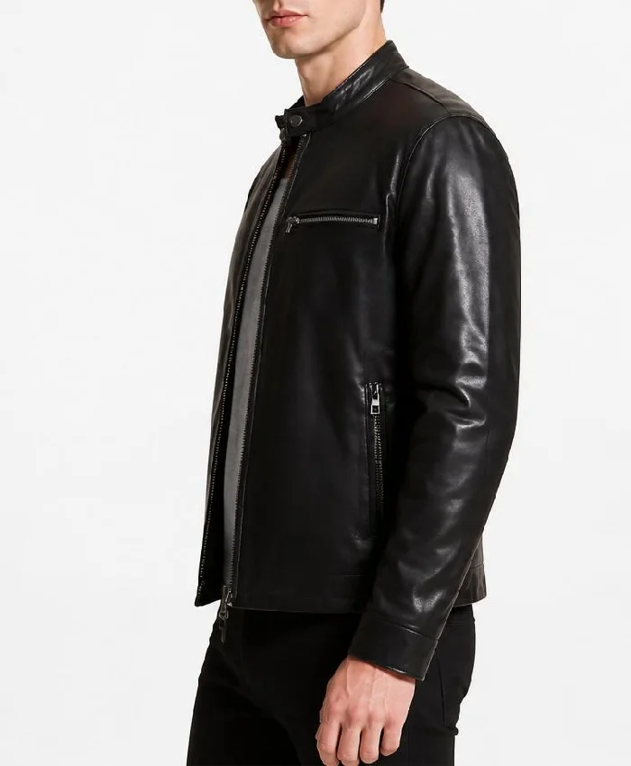 Motorcycle Black Leather Jacket For Mens