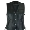 Motorcycle Black Leather Vest