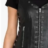 Motorcycle Black Leather Vest For Womens