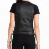 Women Motorcycle Leather Black Vest