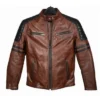 Motorcycle Street Leather Brown Jacket