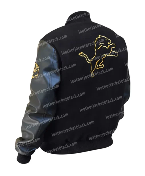 Nfl Detroit Lions Black Varsity Jacket