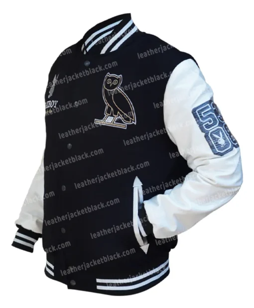 OVO Black And White Letterman Varsity Jacket For Sale