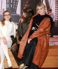 Regina George Mean Girls Movie Event 2024 Reneé Rapp Brown Leather Trench Coat