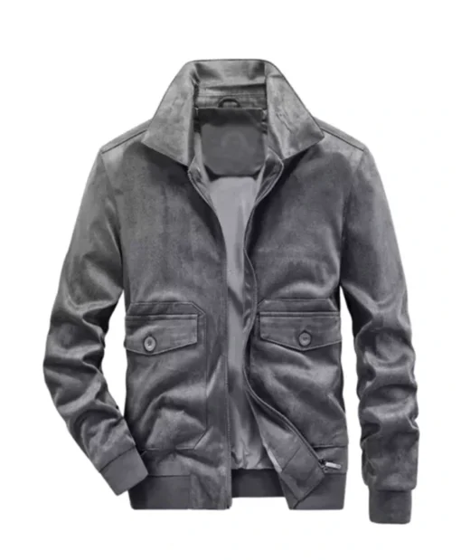 Retro Grey Suede Leather Jacket