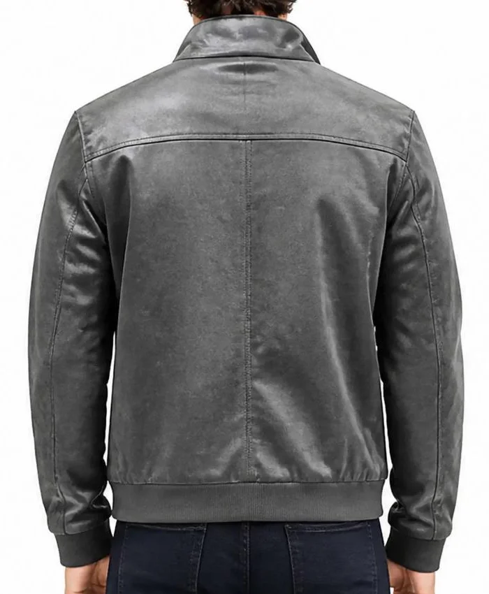Retro Grey Suede Leather Jacket For Men