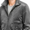 Retro Grey Suede Leather Jacket Men