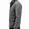 Retro Grey Suede Leather Jacket Mens