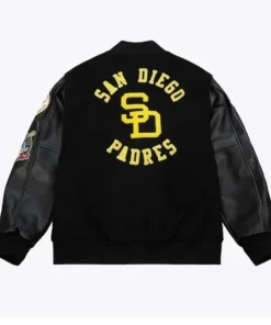 San Diego Padres Black Out Vintage Varsity Jacket Back
