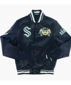 Seattle-Kraken-Buoy-Mascot-Blue-Varsity-Jacket