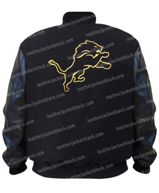 Shop Now NFL Detroit Lions Black Letterman Varsity Jacket For Unisex