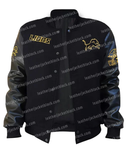 Shop Now Nfl Detroit Lions Black Letterman Varsity Jacket