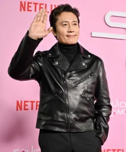 Squid Game S02 Lee Byung-hun Leather Black Jacket