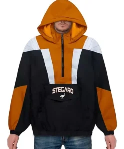 Stegaro Black And Orange Half Zip-Up Jacket